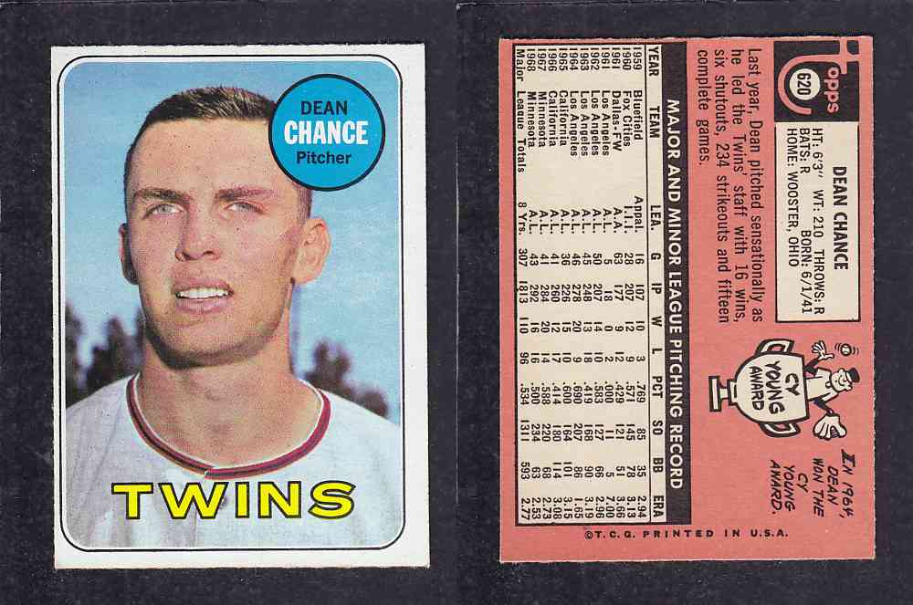 1969 TOPPS BASEBALL CARD #620 M. CHANCE photo 1969 TOPPS BASEBALL CARD #620 M. CHANCE photo