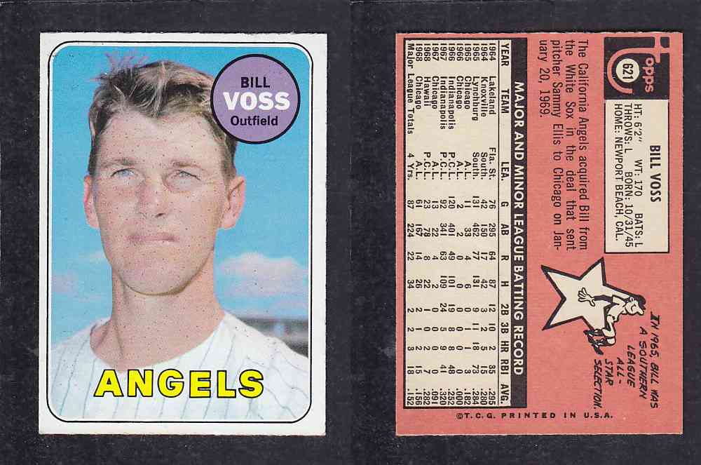 1969 TOPPS BASEBALL CARD #621 M. VOSS photo 1969 TOPPS BASEBALL CARD #621 M. VOSS photo