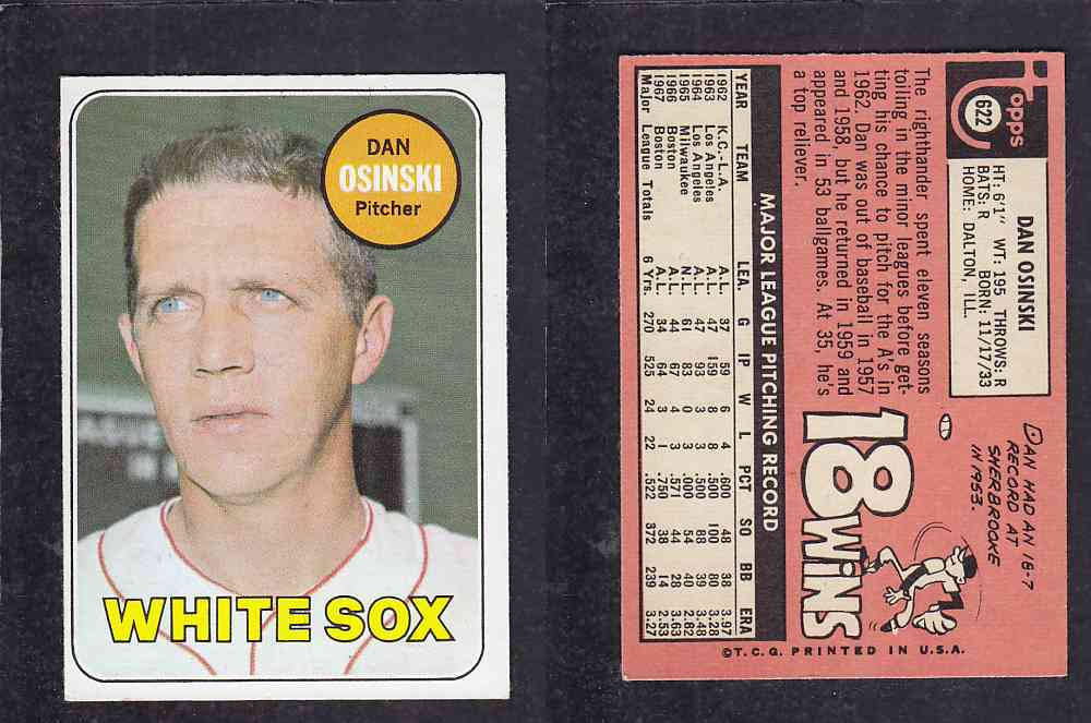 1969 TOPPS BASEBALL CARD #622 M. OSINSKI photo 1969 TOPPS BASEBALL CARD #622 M. OSINSKI photo