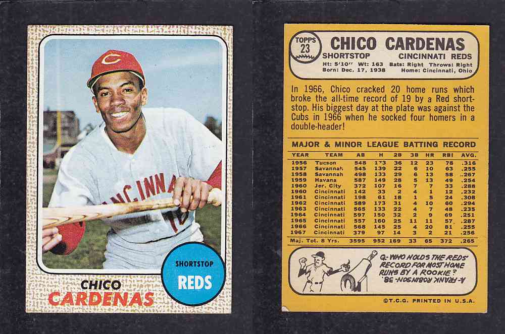 1968 TOPPS BASEBALL CARD #23 C. CARDENAS photo 1968 TOPPS BASEBALL CARD #23 C. CARDENAS photo