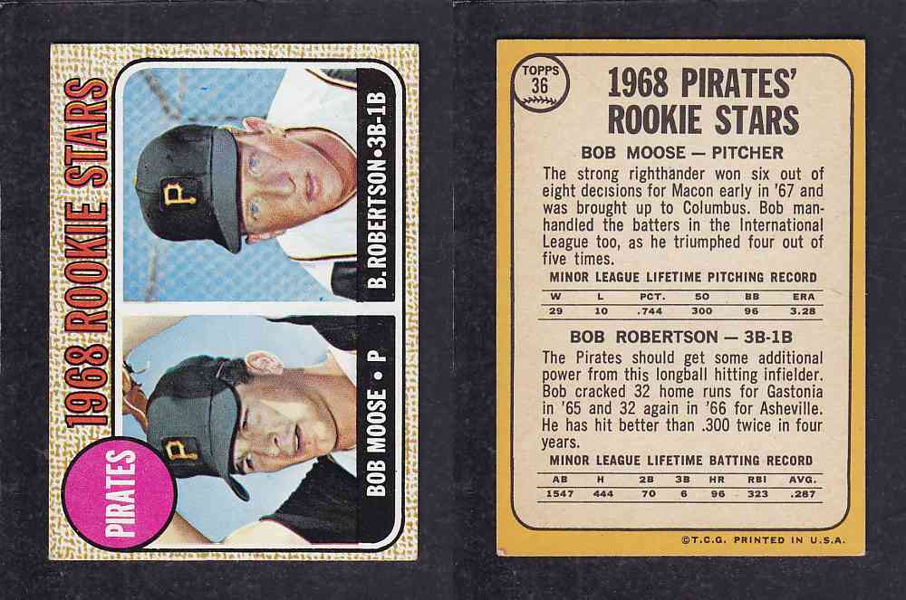 1968 TOPPS BASEBALL CARD #36 PIRATES ROOKIE STARS photo 1968 TOPPS BASEBALL CARD #36 PIRATES ROOKIE STARS photo
