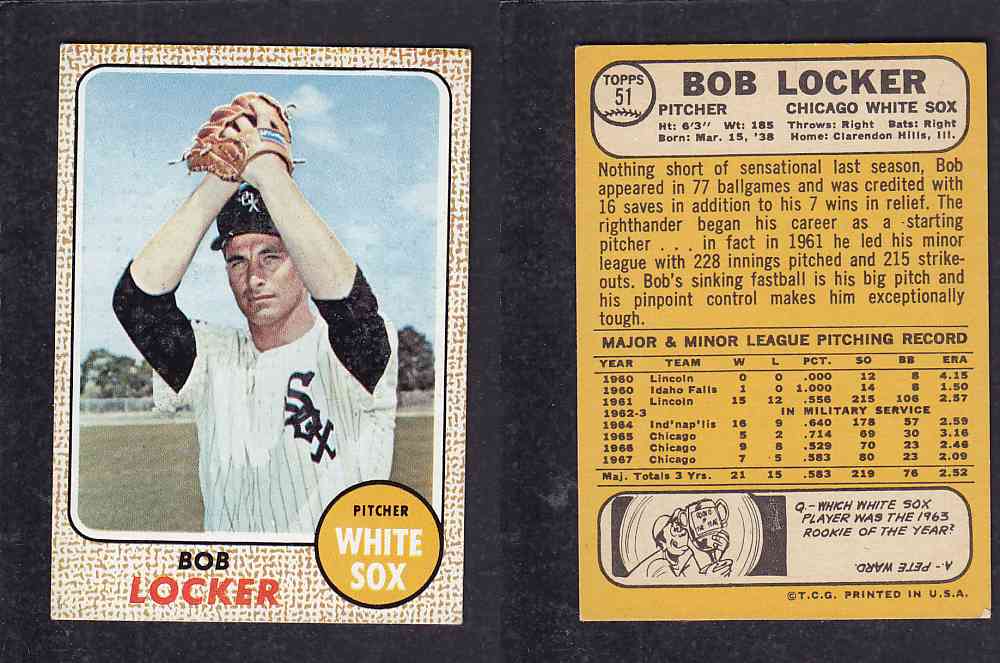 1968 TOPPS BASEBALL CARD #51 B. LOCKER photo 1968 TOPPS BASEBALL CARD #51 B. LOCKER photo