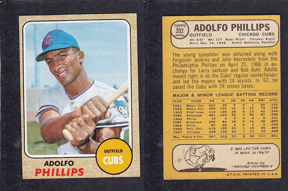1968 TOPPS BASEBALL CARD #202 A. PHILLIPS photo 1968 TOPPS BASEBALL CARD #202 A. PHILLIPS photo