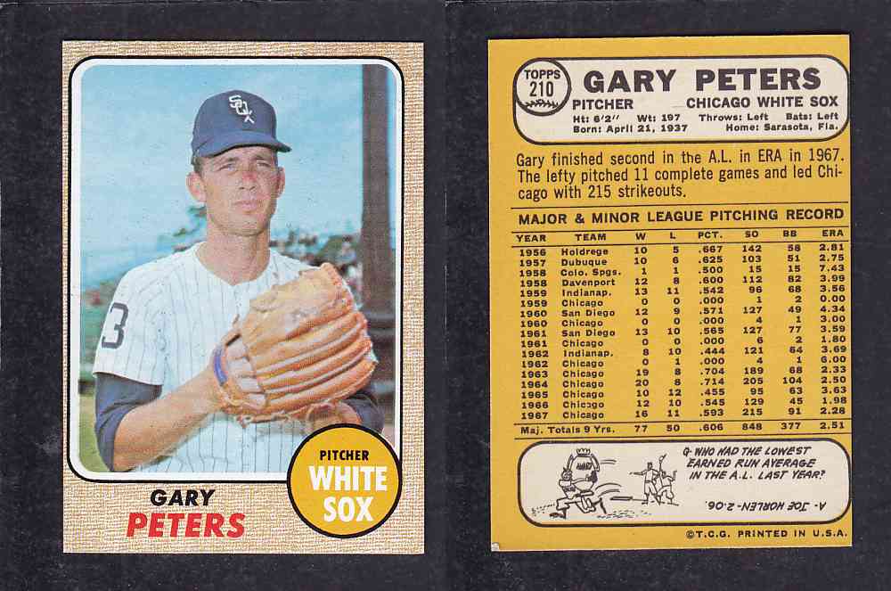 1968 TOPPS BASEBALL CARD #210 G. PETERS photo 1968 TOPPS BASEBALL CARD #210 G. PETERS photo