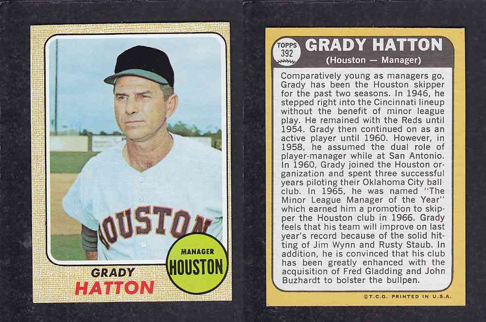 1968 TOPPS BASEBALL CARD #392 G. HATTON photo 1968 TOPPS BASEBALL CARD #392 G. HATTON photo