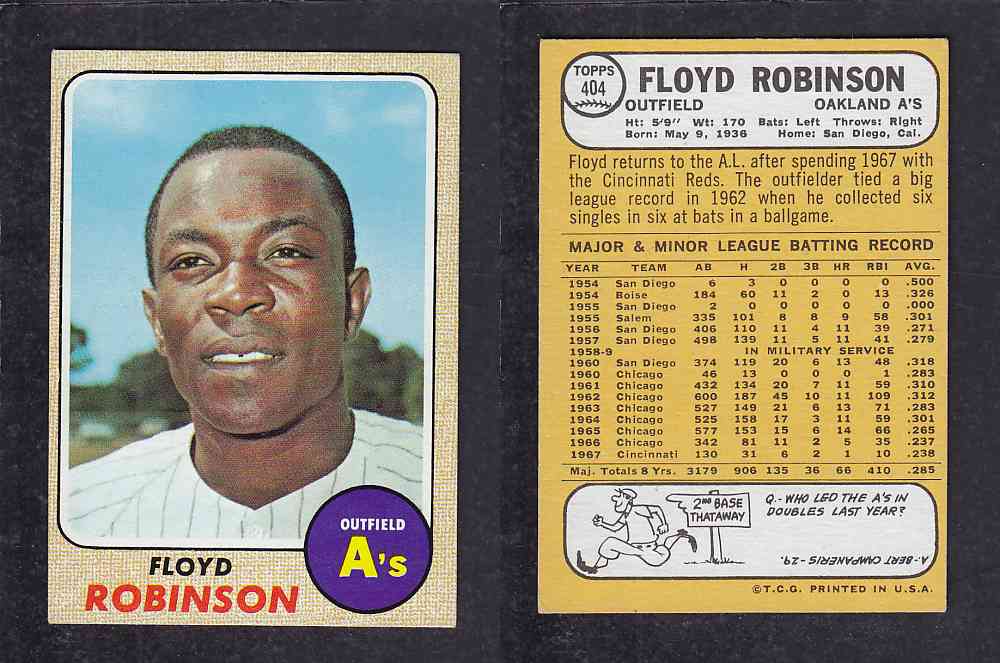 1968 TOPPS BASEBALL CARD #404 F. ROBINSON photo 1968 TOPPS BASEBALL CARD #404 F. ROBINSON photo