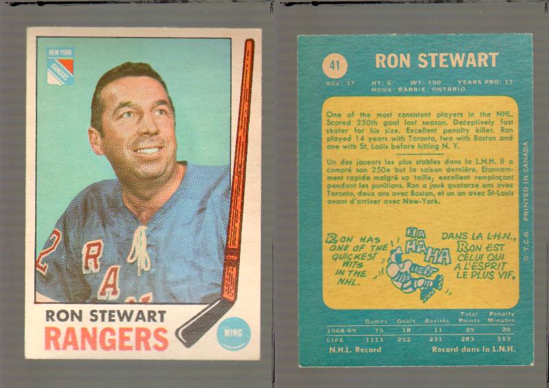 1969-70 O-PEE-CHEE HOCKEY CARD #41 RON STEWART photo 1969-70 O-PEE-CHEE HOCKEY CARD #41 RON STEWART photo