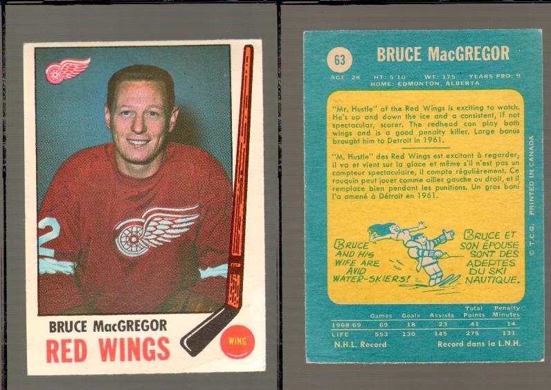 1969-70 O-PEE-CHEE HOCKEY CARD #63 BRUCE MACGREGOR photo 1969-70 O-PEE-CHEE HOCKEY CARD #63 BRUCE MACGREGOR photo