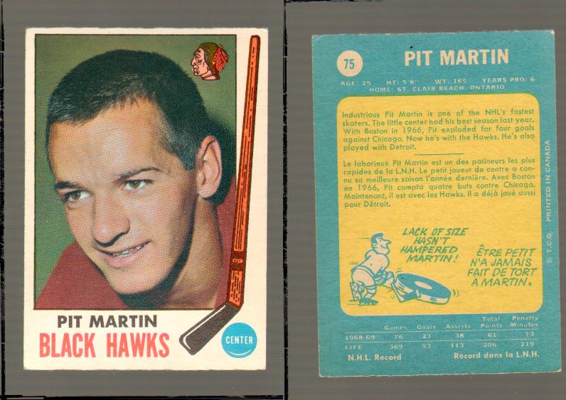 1969-70 O-PEE-CHEE HOCKEY CARD #75 PIT MARTIN photo