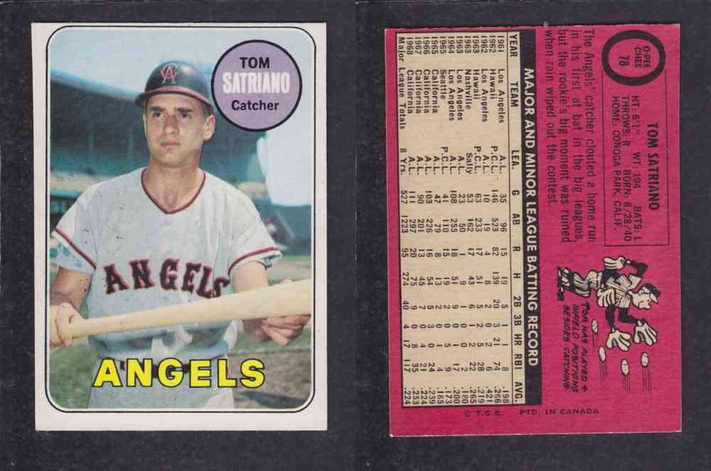 1969 O-PEE-CHEE BASEBALL CARD #78 T. SATRIANO photo 1969 O-PEE-CHEE BASEBALL CARD #78 T. SATRIANO photo