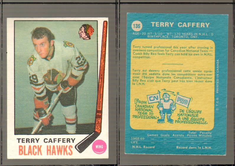 1969-70 O-PEE-CHEE HOCKEY CARD #135 TERRY CAFFERY photo 1969-70 O-PEE-CHEE HOCKEY CARD #135 TERRY CAFFERY photo