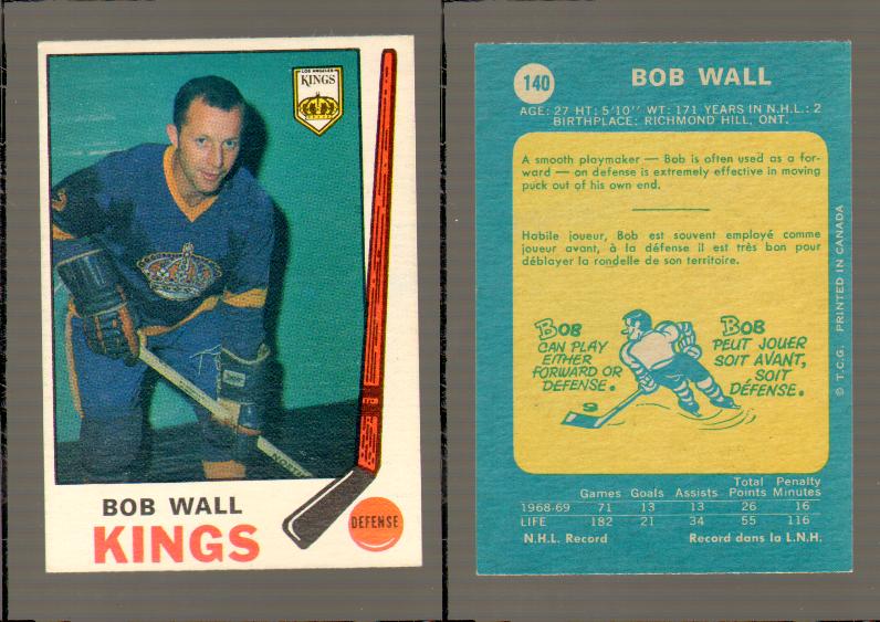 1969-70 O-PEE-CHEE HOCKEY CARD #140 BOB WALL photo 1969-70 O-PEE-CHEE HOCKEY CARD #140 BOB WALL photo