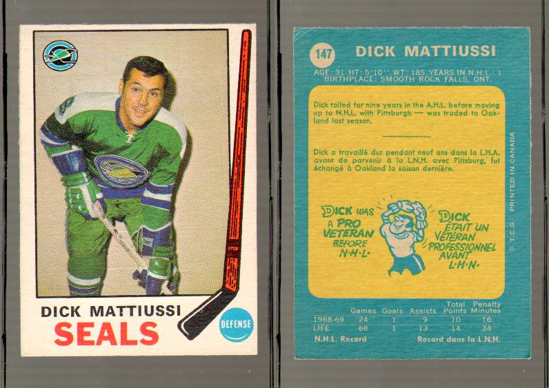 1969-70 O-PEE-CHEE HOCKEY CARD #147 DICK MATTIUSSI photo 1969-70 O-PEE-CHEE HOCKEY CARD #147 DICK MATTIUSSI photo