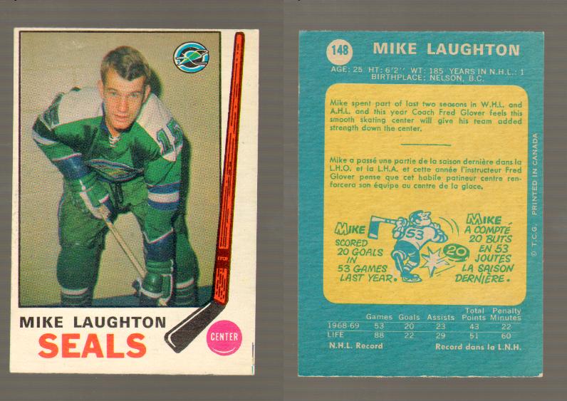 1969-70 O-PEE-CHEE HOCKEY CARD #148 MIKE LAUGHTON photo 1969-70 O-PEE-CHEE HOCKEY CARD #148 MIKE LAUGHTON photo
