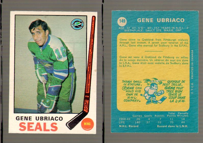 1969-70 O-PEE-CHEE HOCKEY CARD #149 GENE UBRIACO photo 1969-70 O-PEE-CHEE HOCKEY CARD #149 GENE UBRIACO photo