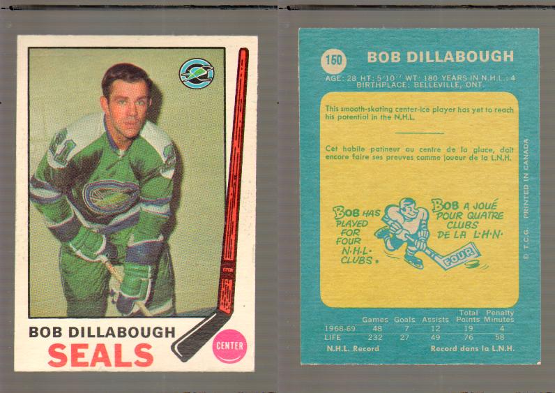 1969-70 O-PEE-CHEE HOCKEY CARD #150 BOB DILLABOUGH photo 1969-70 O-PEE-CHEE HOCKEY CARD #150 BOB DILLABOUGH photo