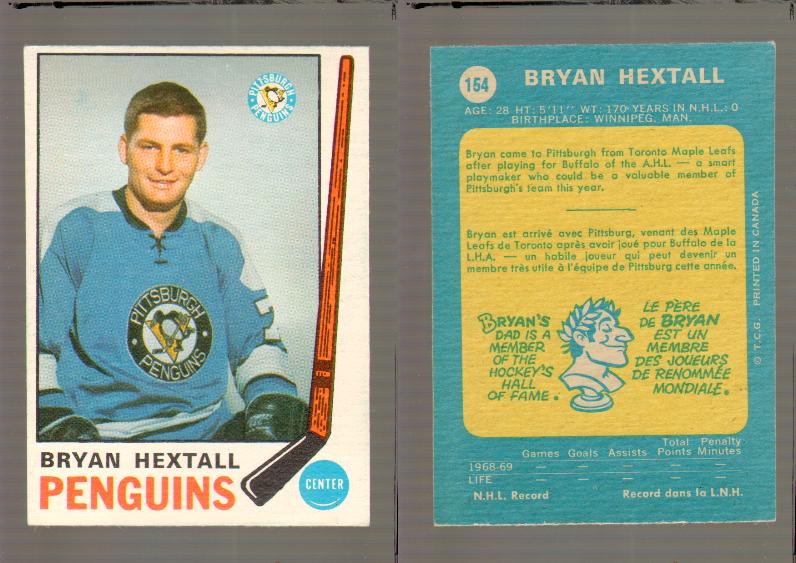 1969-70 O-PEE-CHEE HOCKEY CARD #154 BRYAN HEXTALL photo 1969-70 O-PEE-CHEE HOCKEY CARD #154 BRYAN HEXTALL photo