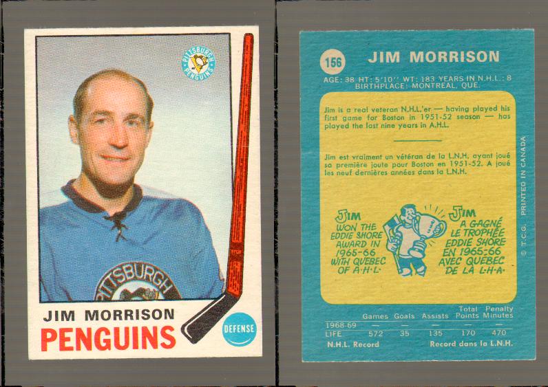 1969-70 O-PEE-CHEE HOCKEY CARD #156 JIM MORRISON photo 1969-70 O-PEE-CHEE HOCKEY CARD #156 JIM MORRISON photo