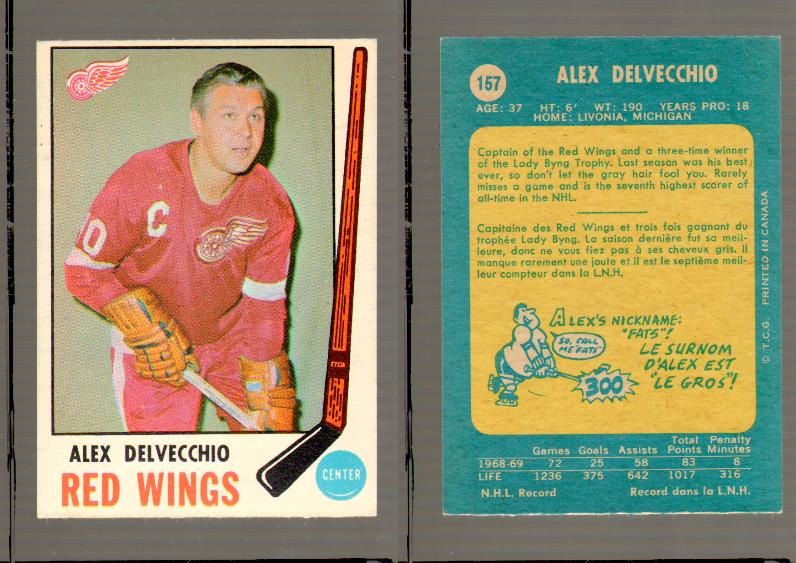 1969-70 O-PEE-CHEE HOCKEY CARD #157 ALEX DELVECCHIO photo 1969-70 O-PEE-CHEE HOCKEY CARD #157 ALEX DELVECCHIO photo