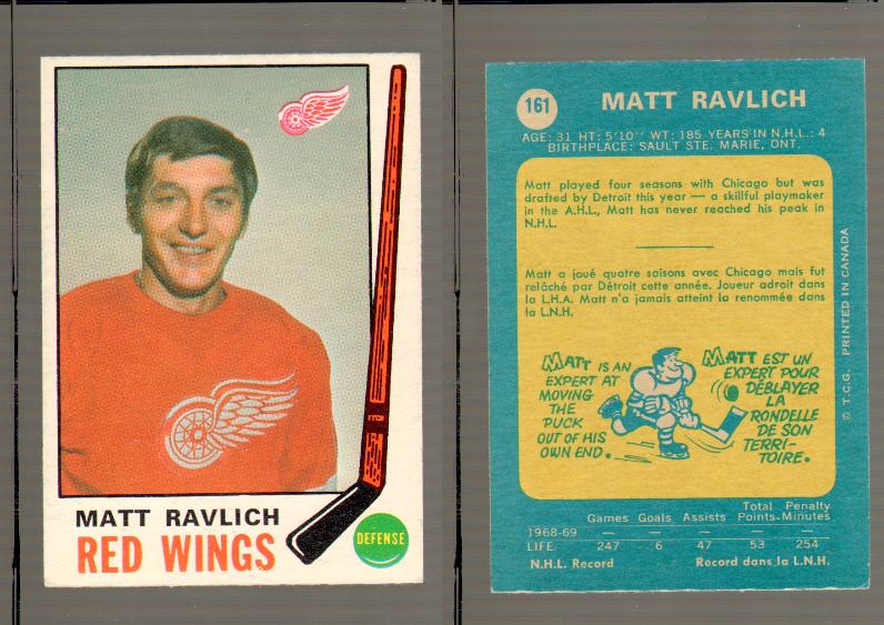 1969-70 O-PEE-CHEE HOCKEY CARD #161 MATT RAVLICH photo 1969-70 O-PEE-CHEE HOCKEY CARD #161 MATT RAVLICH photo