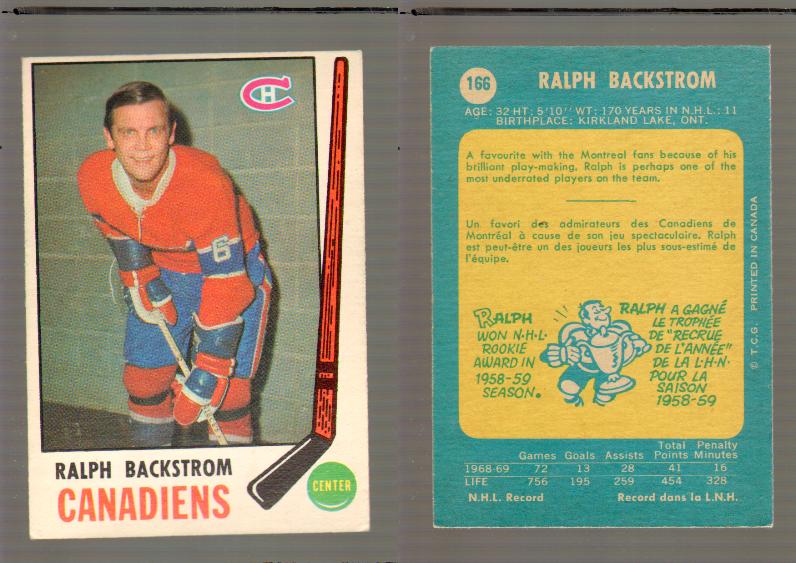 1969-70 O-PEE-CHEE HOCKEY CARD #166 RALPH BACKSTROM photo 1969-70 O-PEE-CHEE HOCKEY CARD #166 RALPH BACKSTROM photo