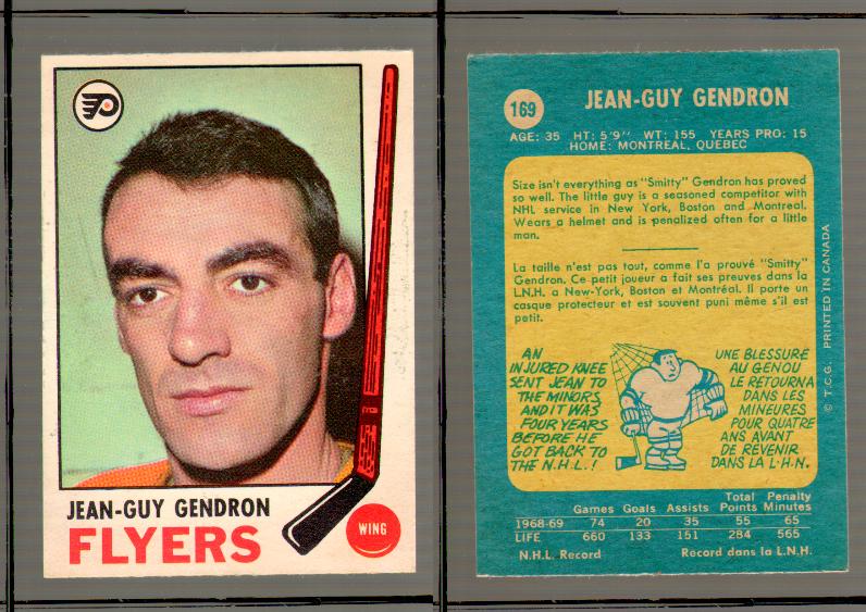 1969-70 O-PEE-CHEE HOCKEY CARD #169 JEAN GUY GENDRON photo 1969-70 O-PEE-CHEE HOCKEY CARD #169 JEAN GUY GENDRON photo