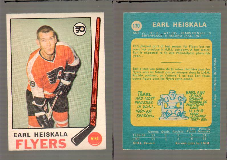 1969-70 O-PEE-CHEE HOCKEY CARD #170 EARL HEISKALA photo 1969-70 O-PEE-CHEE HOCKEY CARD #170 EARL HEISKALA photo