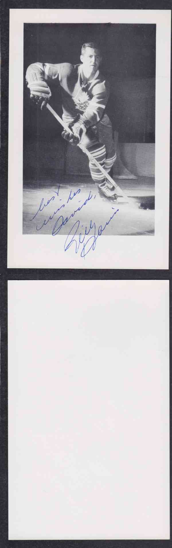 1960 'S TORONTO MAPLE LEAFS B.HARRIS  AUTOGRAPHED POST CARD photo