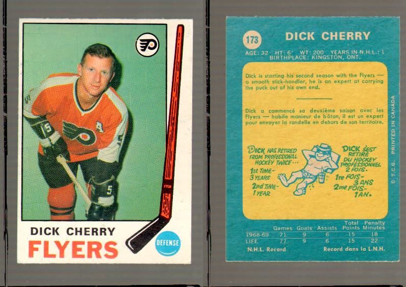 1969-70 O-PEE-CHEE HOCKEY CARD #173 DICK CHERRY photo 1969-70 O-PEE-CHEE HOCKEY CARD #173 DICK CHERRY photo