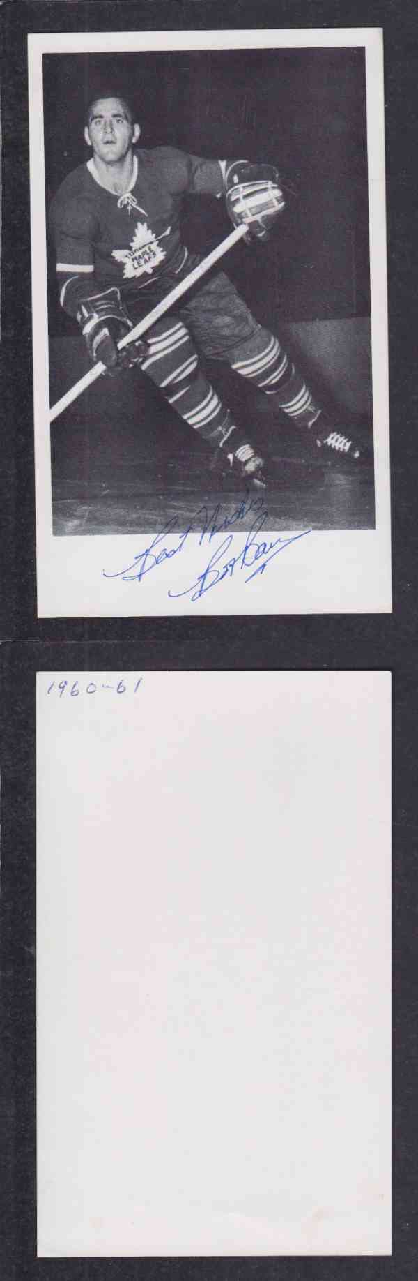 1960 'S TORONTO MAPLE LEAFS B.BOVIN  AUTOGRAPHED POST CARD photo