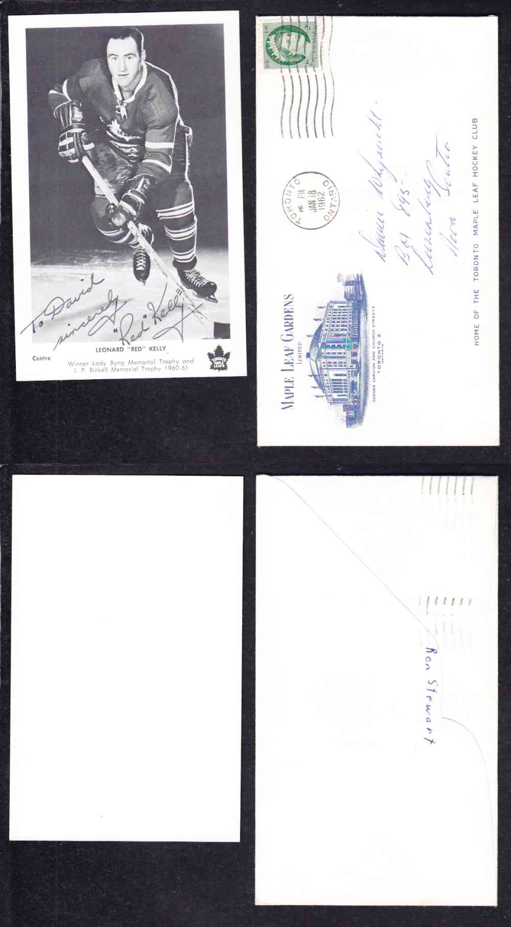 1960 'S TORONTO MAPLE LEAFS R.KELLY  AUTOGRAPHED POST CARD photo