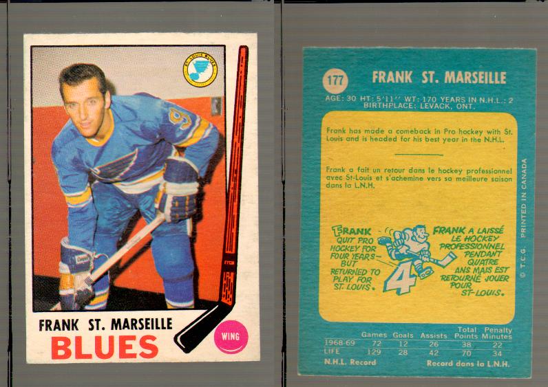 1969-70 O-PEE-CHEE HOCKEY CARD #177 FRANK ST.MARSEILLE photo 1969-70 O-PEE-CHEE HOCKEY CARD #177 FRANK ST.MARSEILLE photo