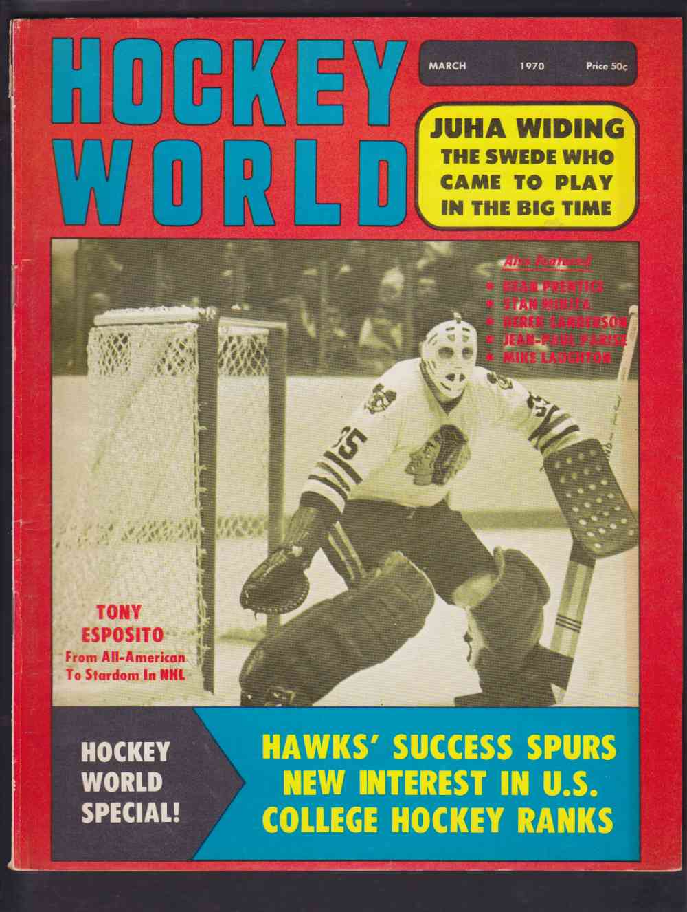 1970 HOCKEY WORLD FULL MAGAZINE T. ESPOSITO ON COVER photo