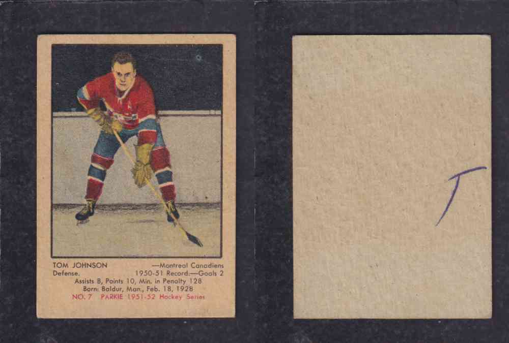 1951-52 PARKHURST HOCKEY CARD #7 T. JOHNSON photo 1951-52 PARKHURST HOCKEY CARD #7 T. JOHNSON photo