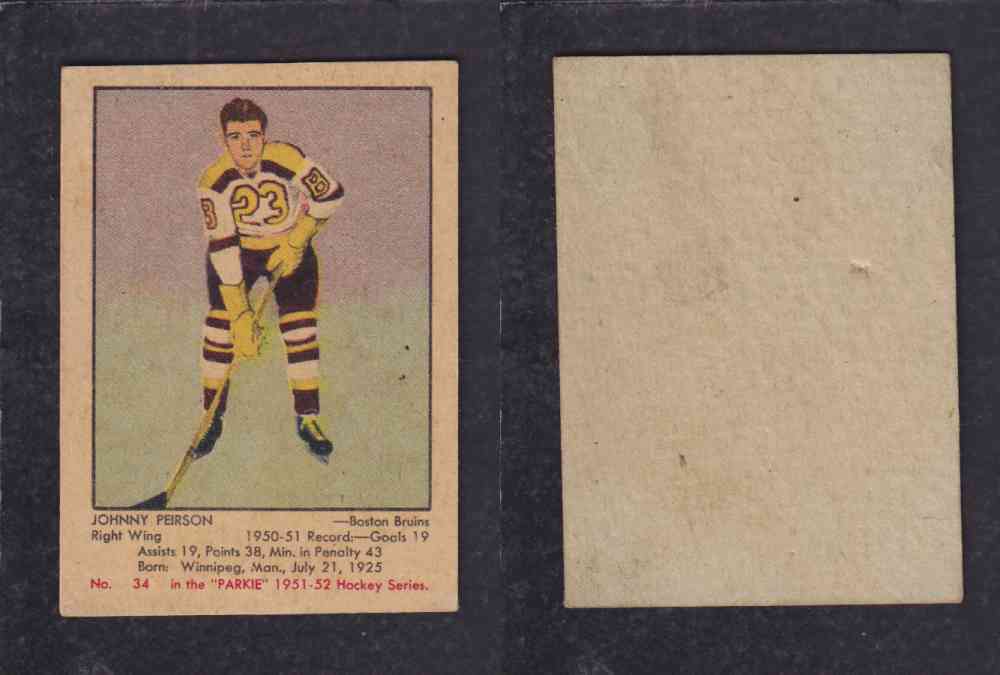 1951-52 PARKHURST HOCKEY CARD #34 J. PEIRSON photo 1951-52 PARKHURST HOCKEY CARD #34 J. PEIRSON photo