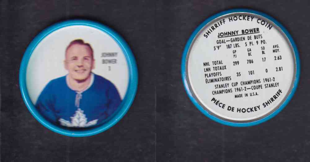 1962-63 SHIRRIFF HOCKEY COIN #1 J. BOWER photo 1962-63 SHIRRIFF HOCKEY COIN #1 J. BOWER photo