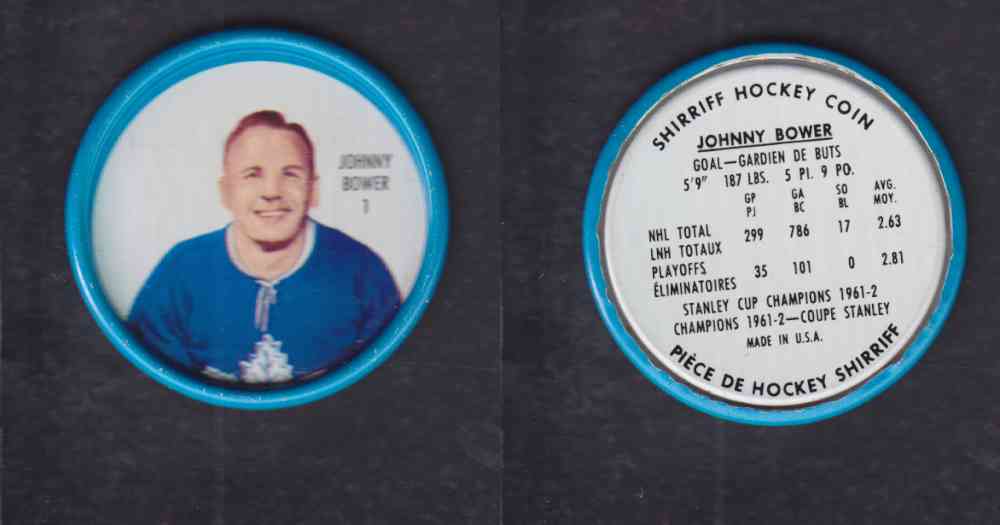 1962-63 SHIRRIFF HOCKEY COIN #1 J. BOWER photo 1962-63 SHIRRIFF HOCKEY COIN #1 J. BOWER photo