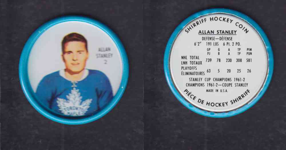 1962-63 SHIRRIFF HOCKEY COIN #2 A. STANLEY photo 1962-63 SHIRRIFF HOCKEY COIN #2 A. STANLEY photo