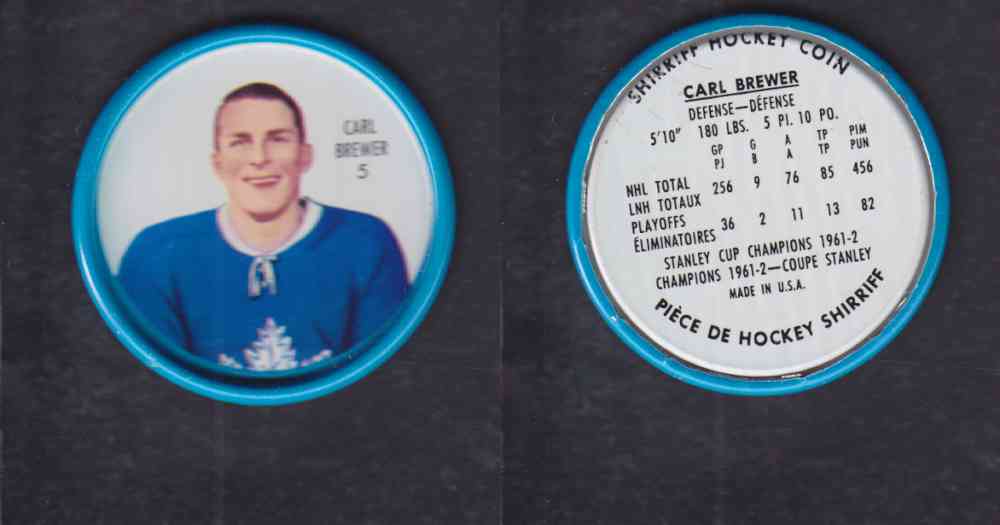 1962-63 SHIRRIFF HOCKEY COIN #5. C. BREWER photo 1962-63 SHIRRIFF HOCKEY COIN #5. C. BREWER photo
