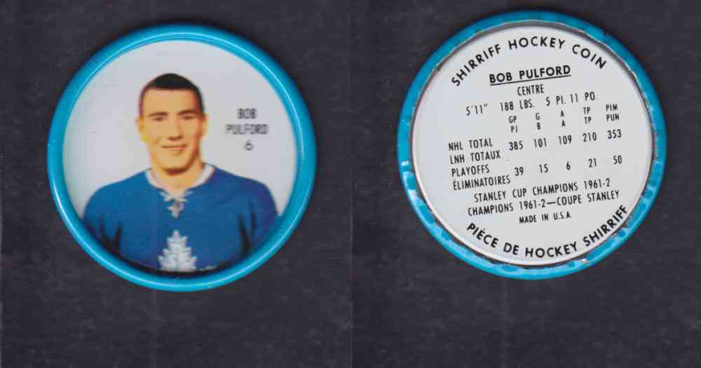 1962-63 SHIRRIFF HOCKEY COIN #6. B. PULFORD photo 1962-63 SHIRRIFF HOCKEY COIN #6. B. PULFORD photo