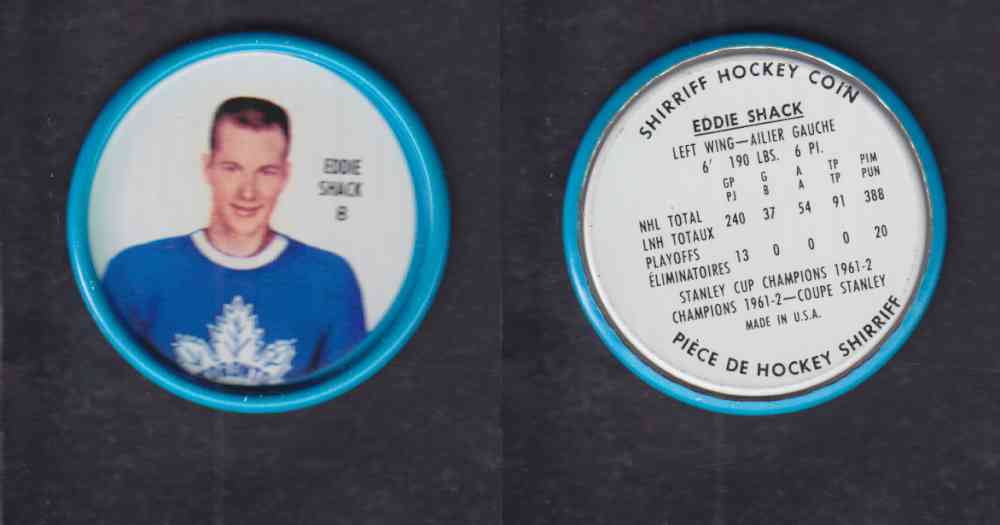 1962-63 SHIRRIFF HOCKEY COIN #8. E. SHACK photo 1962-63 SHIRRIFF HOCKEY COIN #8. E. SHACK photo