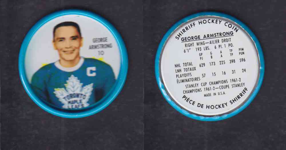1962-63 SHIRRIFF HOCKEY COIN #10 G. ARMSTRONG photo 1962-63 SHIRRIFF HOCKEY COIN #10 G. ARMSTRONG photo