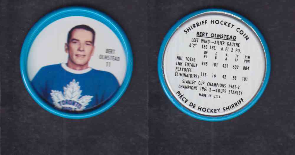 1962-63 SHIRRIFF HOCKEY COIN #11 B. OLMSTEAD photo 1962-63 SHIRRIFF HOCKEY COIN #11 B. OLMSTEAD photo