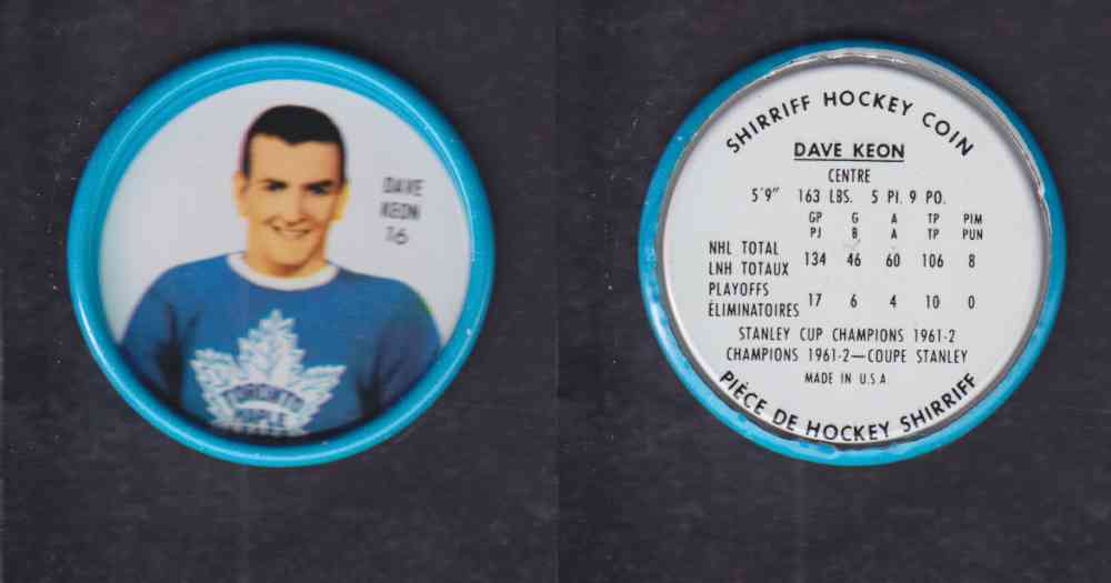 1962-63 SHIRRIFF HOCKEY COIN #16 D. KEON photo 1962-63 SHIRRIFF HOCKEY COIN #16 D. KEON photo