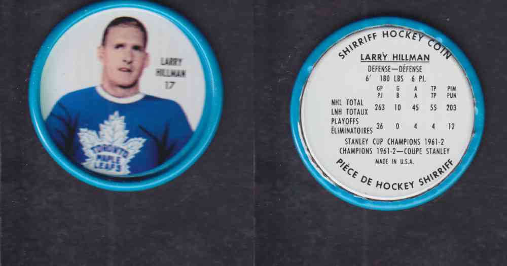 1962-63 SHIRRIFF HOCKEY COIN #17 L. HILLMAN photo 1962-63 SHIRRIFF HOCKEY COIN #17 L. HILLMAN photo