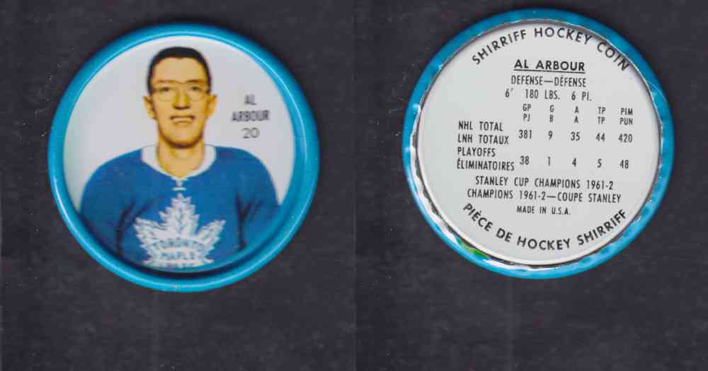 1962-63 SHIRRIFF HOCKEY COIN #20 A. ARBOUR photo 1962-63 SHIRRIFF HOCKEY COIN #20 A. ARBOUR photo