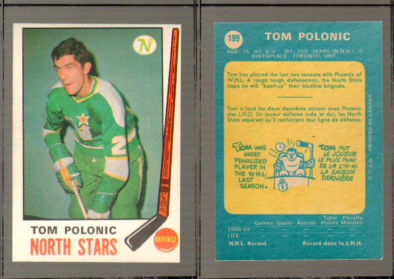 1969-70 O-PEE-CHEE HOCKEY CARD #199 TOM POLONIC photo 1969-70 O-PEE-CHEE HOCKEY CARD #199 TOM POLONIC photo