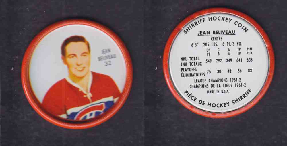 1962-63 SHIRRIFF HOCKEY COIN #32 J. BELIVEAU photo 1962-63 SHIRRIFF HOCKEY COIN #32 J. BELIVEAU photo
