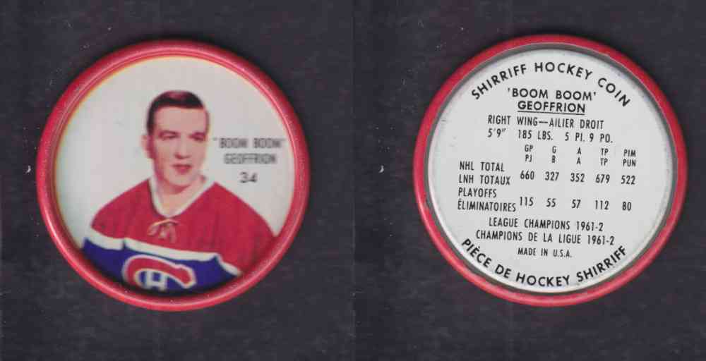 1962-63 SHIRRIFF HOCKEY COIN #34 B. GEOFFRION photo 1962-63 SHIRRIFF HOCKEY COIN #34 B. GEOFFRION photo