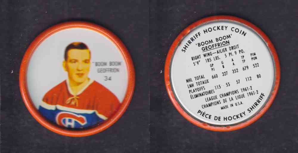 1962-63 SHIRRIFF HOCKEY COIN #34 B. GEOFFRION photo 1962-63 SHIRRIFF HOCKEY COIN #34 B. GEOFFRION photo
